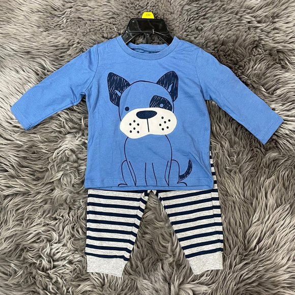 Pekkle | Baby 2 Piece Set | Puppy Theme | Blue | 6 Months - Picture 1 of 3
